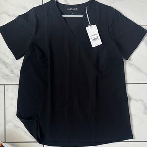 Mandala Women's Maternity Black V-Neck Short Sleeve Scrub Top